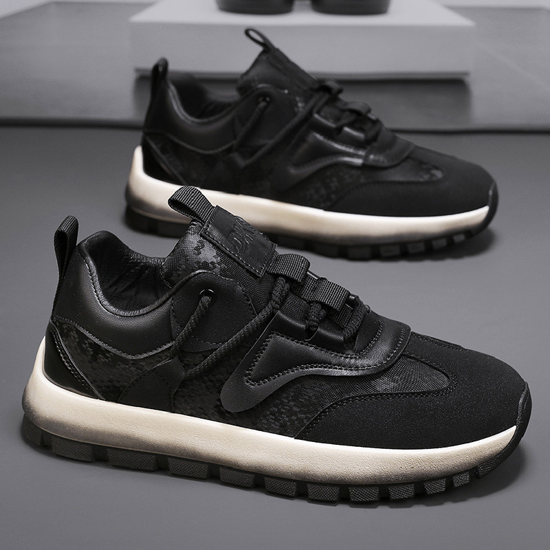 Men Sports Shoes Thick Sole Fashion Color Anti-slip Design Running Training Sneakers Triple Black Brown Green Free shipping
