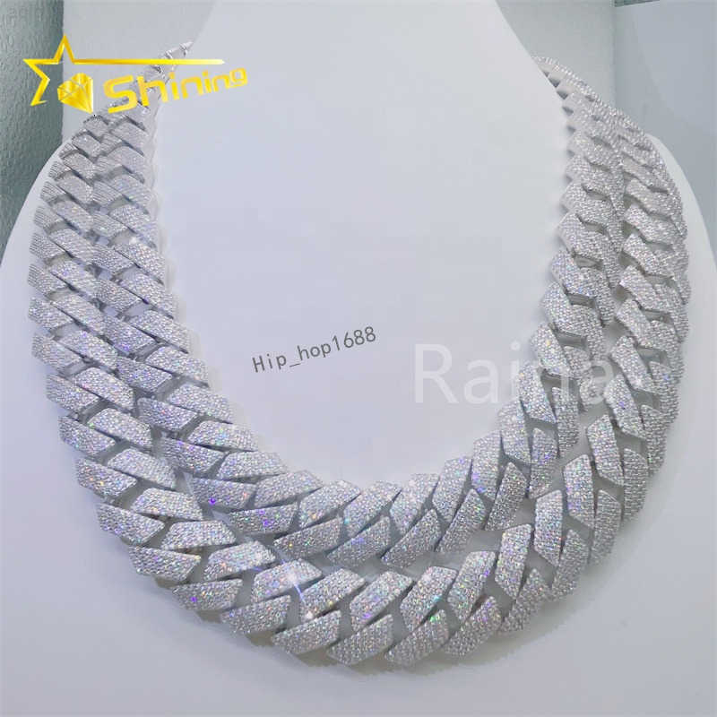 Iced Out Fashion Jewelry Vvs Moissanite Necklace 925 Sterling Silver 18mm Diamond Cuban Link Chain