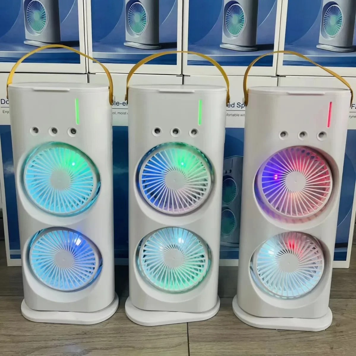 USB rechargeable double head spray fan new product suitable for home office home RV hotel lighting cool