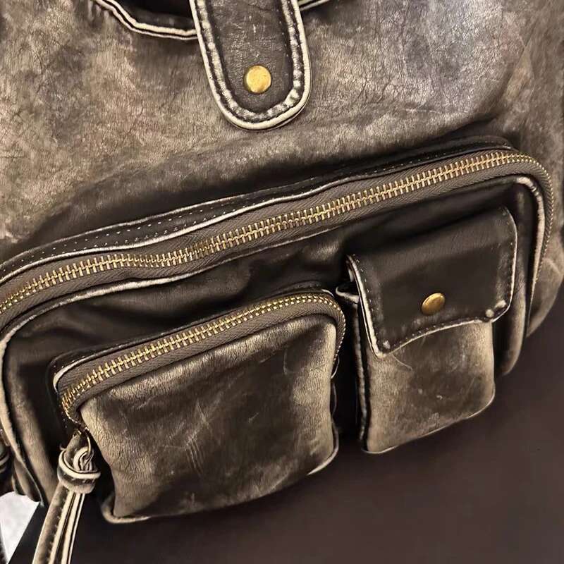 Vintage Messenger Bags For Women Designer Handbag And Purses 2024 New In PU Distressed Multiple Pockets Underarm Shoulder