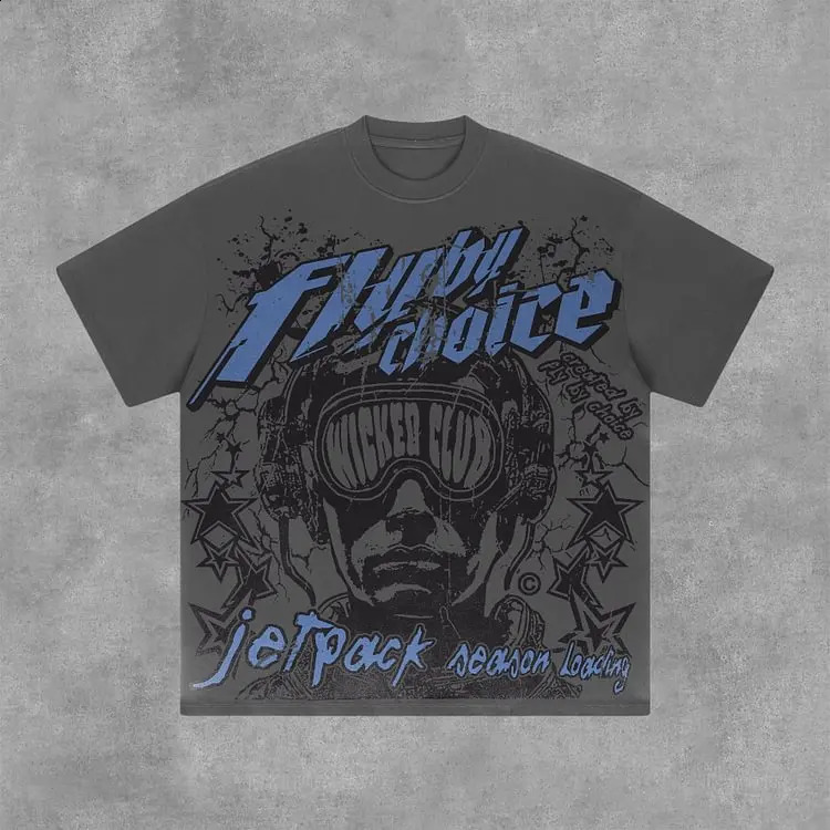 Vintage Fly By Choice Graphic Print 100% Cotton Short Sleeve T-Shirt Men Y2K Summer Vintage Oversize Tshirt Streetwear Women Top 250213