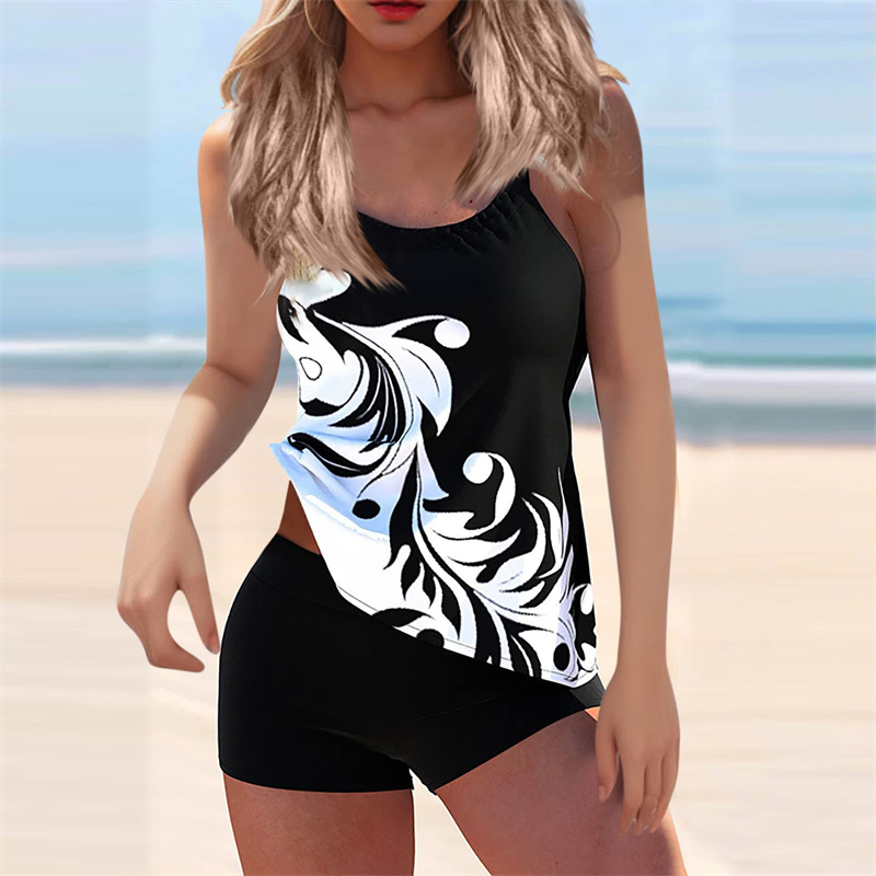 Tankini Swimsuit for Women Floral Two Piece Bathing Suit Swimwear Tank Top Swimwear with Boyshorts