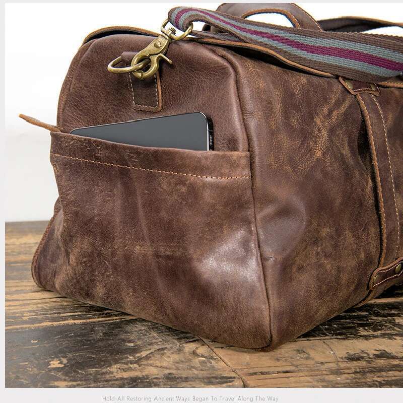 Nesitu Highend Large Vintage Black Coffee Genuine Leather Business Men Travel Bags Shoulder Messenger Gym Duffle Bag M1618