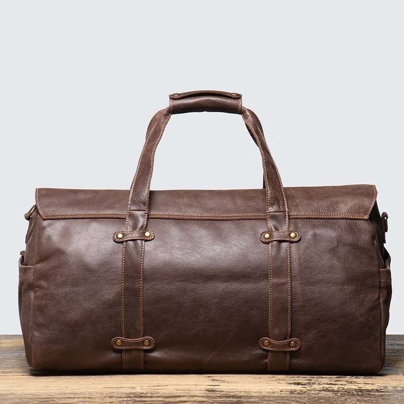Nesitu Highend Large Vintage Black Coffee Genuine Leather Business Men Travel Bags Shoulder Messenger Gym Duffle Bag M1618