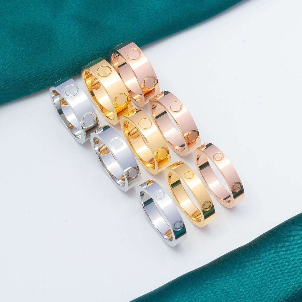 High version card home CNC precision titanium steel jewelry, one line love fashionable matching ring, gold wrapped sier ring