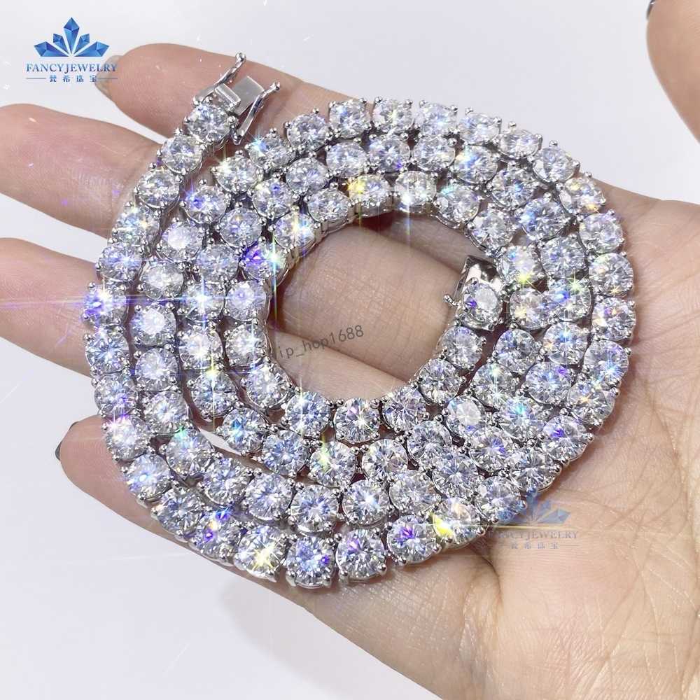 2-6.5mm White Gold 925 Sterling Silver VVS Moissanite Diamond Tennis Chain Bracelet Iced Out Mossanite Jewelry for Men Women