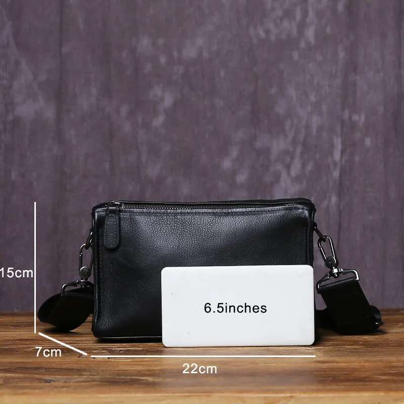 Youth Genuine Leather For Men's Crossbody Horizontal Style Shoulder Retro Casual Top Layer Cowhide Mailman Bag