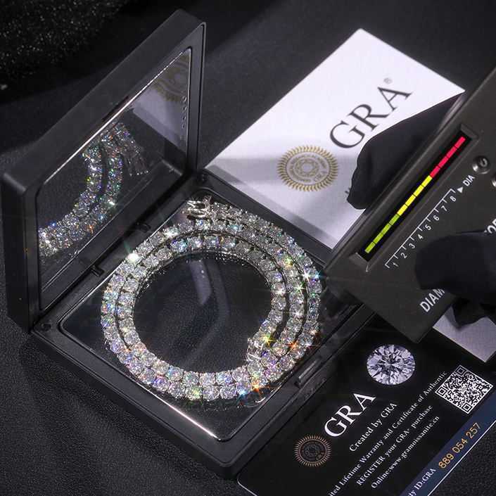 2023 Hot Sales Hip Hop 925 Sterling Silver Vvs Moissanite Diamond Cluster Iced Out Tennis Chain Bracelet Necklace for Men Women