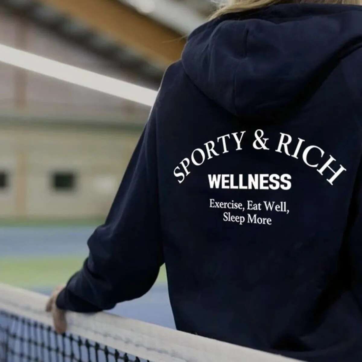 Sport Make You Health American Vintage Women Oversize Navy Cotton Hoodies 90's Street Fashion Autumn Casual Hooded Sweatshirts
