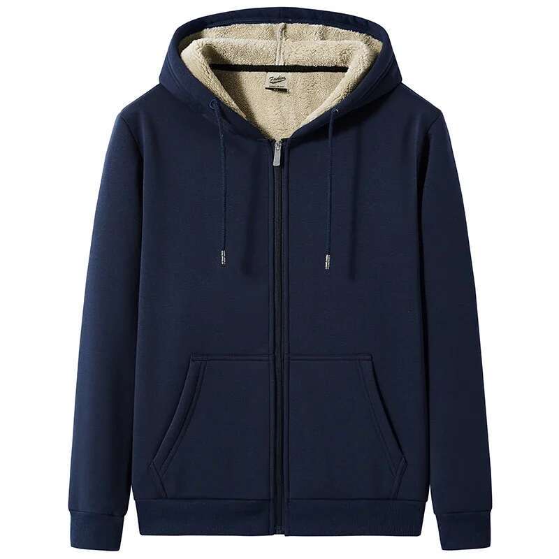 Big Mens Clothes Winter Thick Warm Hoodie Men Fleece Brushed Hooded Zip-up Sweatshirt 7XL 8XL Large Size Thermal Hoody Male