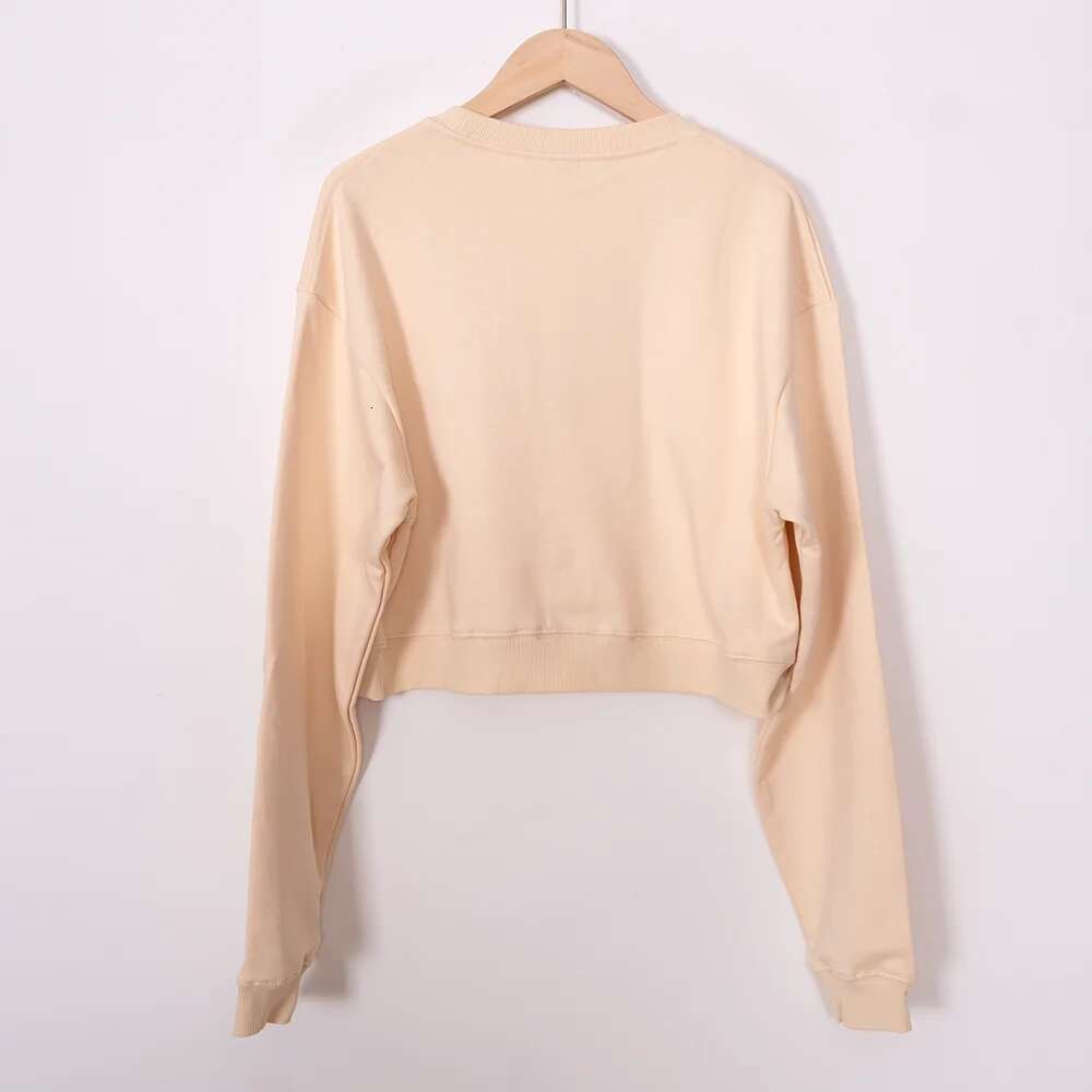 5W252 Letter Graphic Print Sweatshirt Women Long Sleeve Sporty Female Pullover Vintage Casual Short Style Lady Top