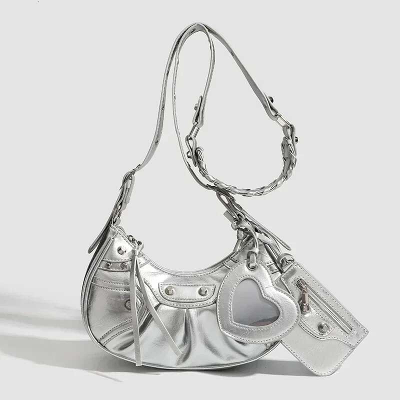 New Niche Design Rivet Y2k Style Underarm Versatile 3-In-1 Portable One Shoulder Crossbody Crescent Bag, Women Handbags