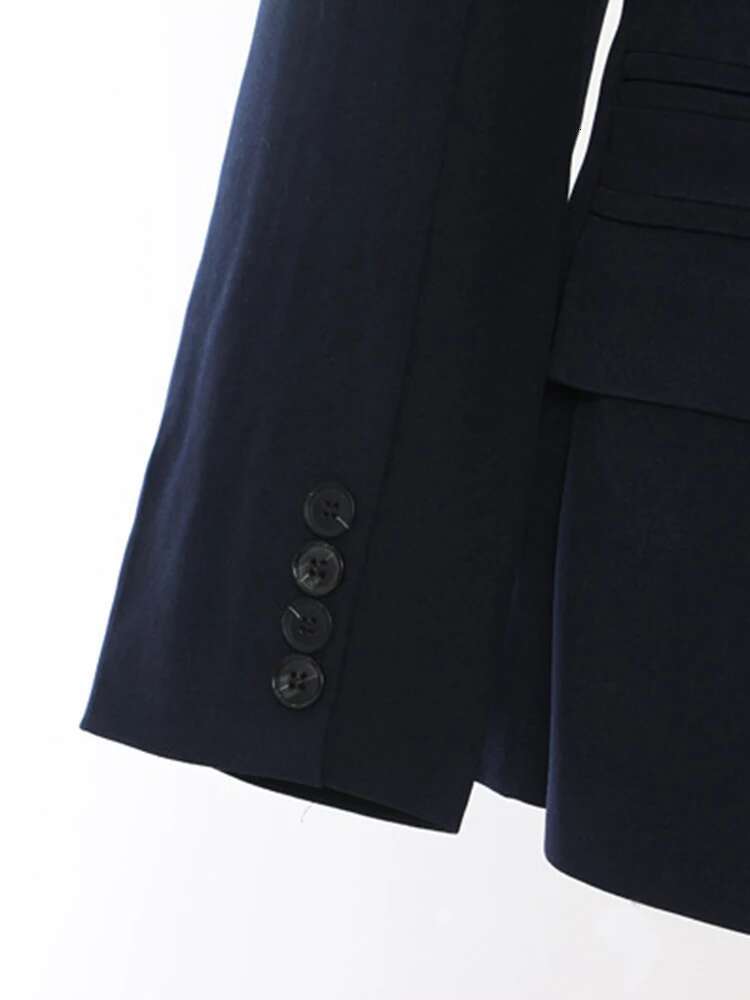 Navy Blue Irregular Shaped Big Size Blazer Women New Stand Collar Long Sleeve Jacket Fashion Spring Autumn 2025 1Dh7154