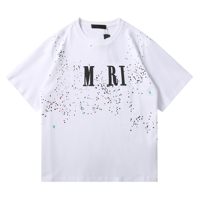 Designer T-shirt Cotton fashion brand splash ink printed letter round collar men's and women's short-sleeved shirt M-3XL