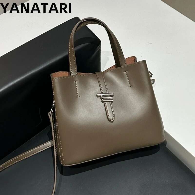 YANATARI Cowhide Genuine Leather Handbags Women Vintage Shoulder Female Korean High Quality 2025 Crossbody Tote Bag