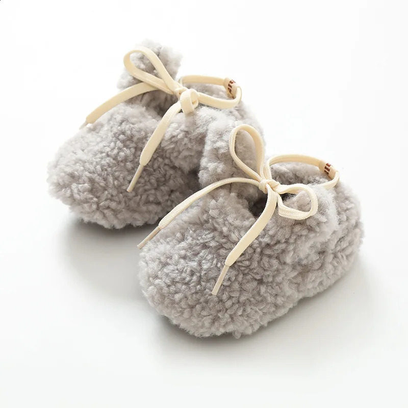 Baby Shoes Winter Baby Boy Girl Booties Fluff Soft Toddler Shoes First Lamb Cashmere Anti-Slip Warm born Infant Crib Shoes 250214