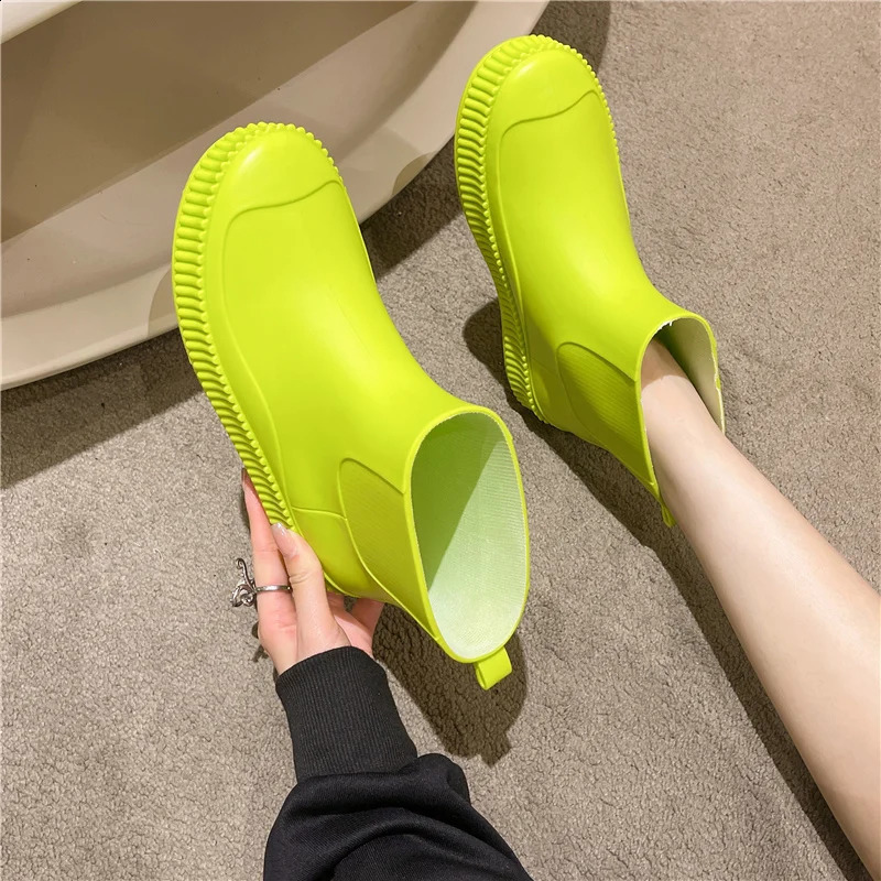Rain boots womens low cut cute non slip waterproof shoes work rubber shoes shoe cover fashionable Baita rain boots 250213