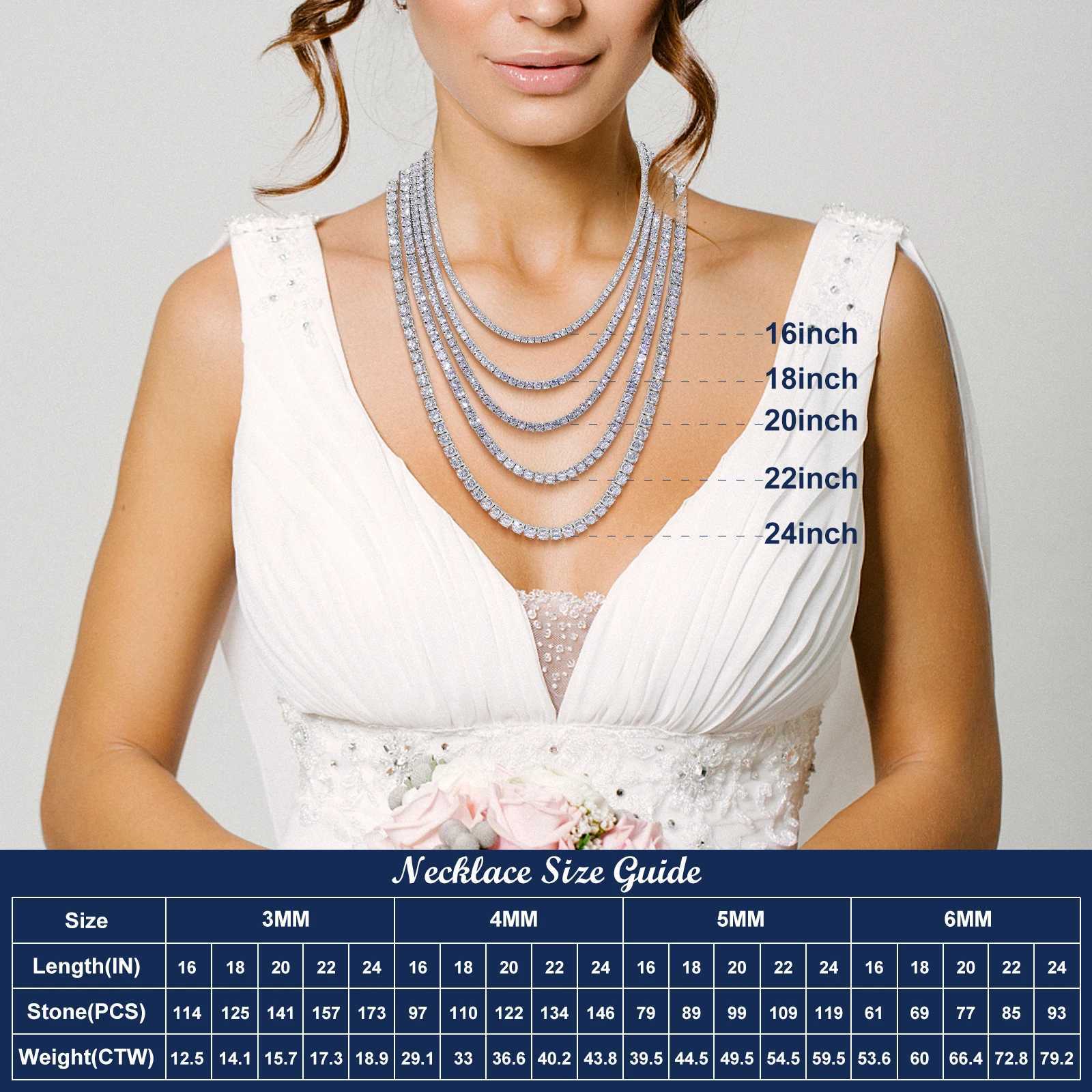 Designer necklace Sparkling Moissanite Tennis Chain Bracelet Necklace 100% 925 Sterling Silver Pass Diamond Test Fine Jewelry Valentines Day Gift