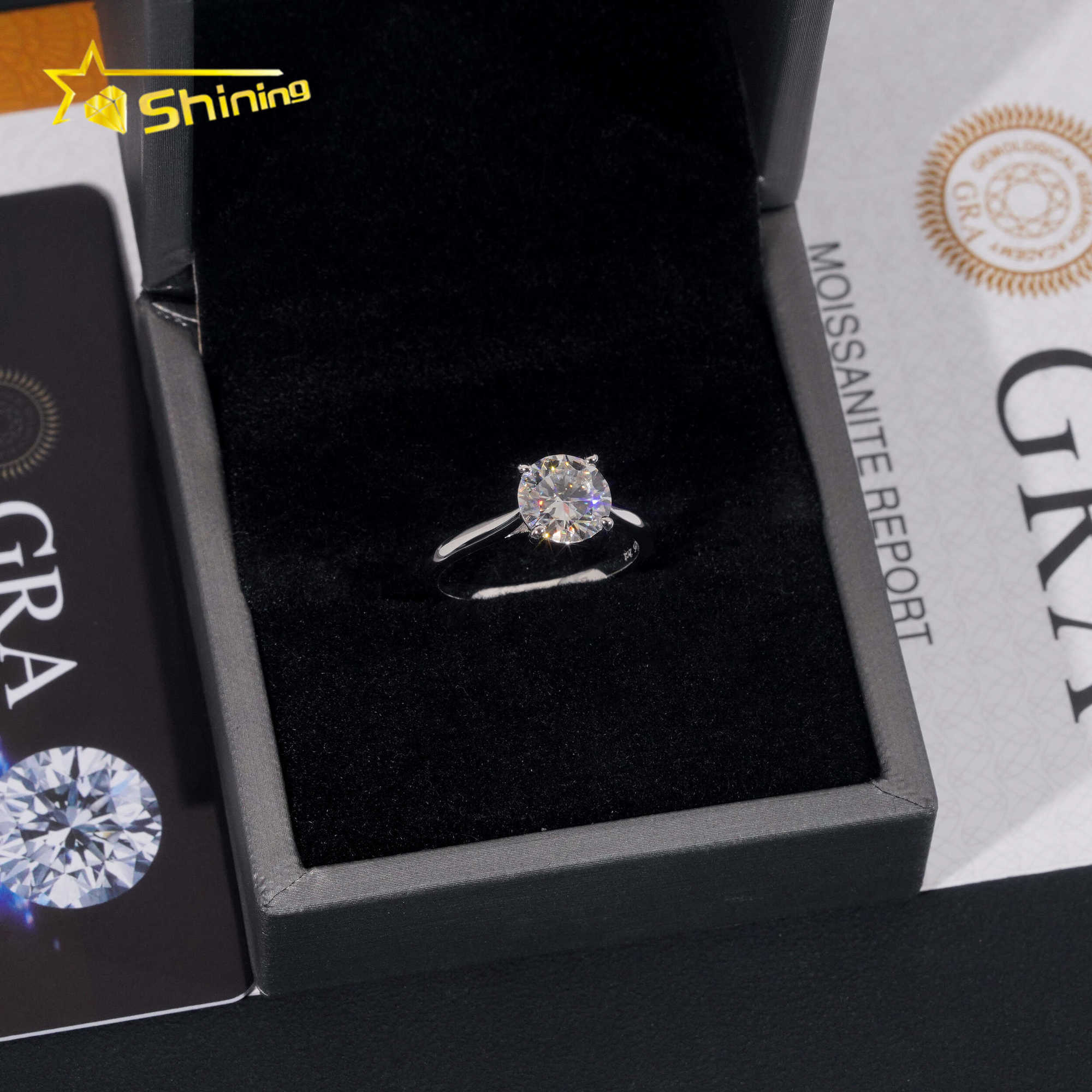 Classical Cathedral Setting Women Wedding Pass Diamond Tester Moissanite 925 Sterling Silver 18K Gold Plated Engagement Ring