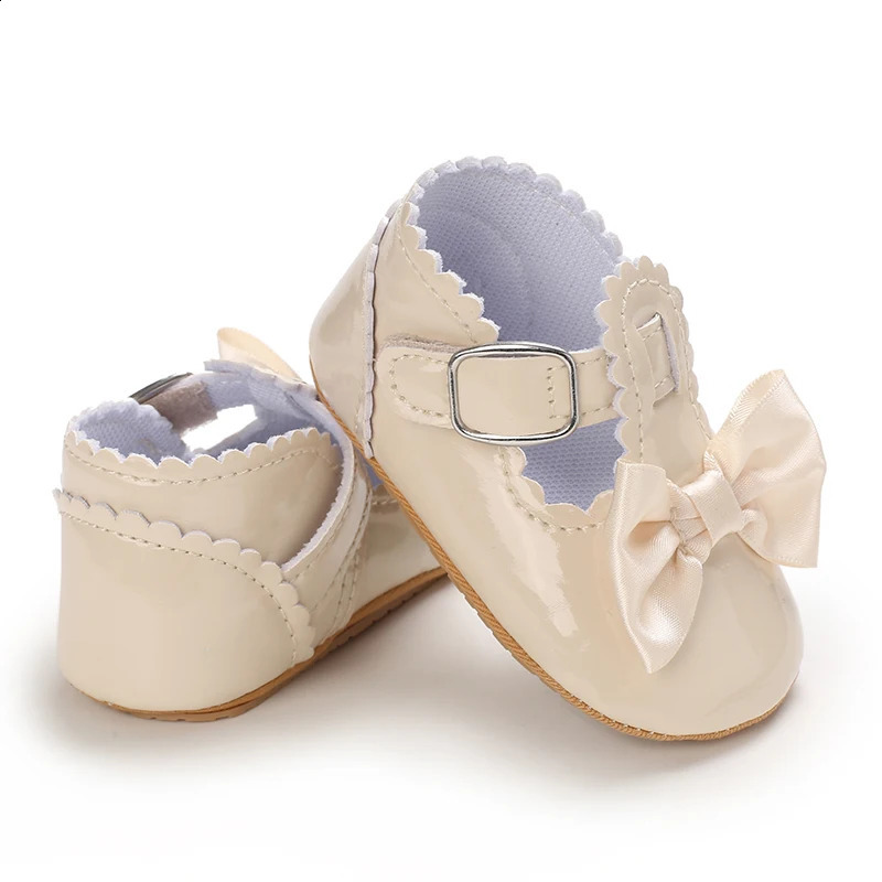 Beige Baptist shoes Spring Baby Shoes PU Leather born Girls Shoes First Walkers Princess Bowknot Baby Prewalker 250214