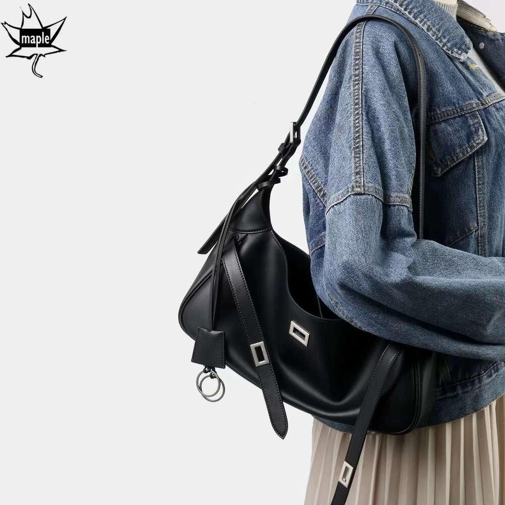 2025 New Ins Chic Design Stylish Black Tote Large Capacity Nappa Cow Leather Women Single Shoulder Bag High-End Ladies Handbag