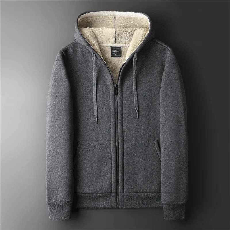 Big Mens Clothes Winter Thick Warm Hoodie Men Fleece Brushed Hooded Zip-up Sweatshirt 7XL 8XL Large Size Thermal Hoody Male