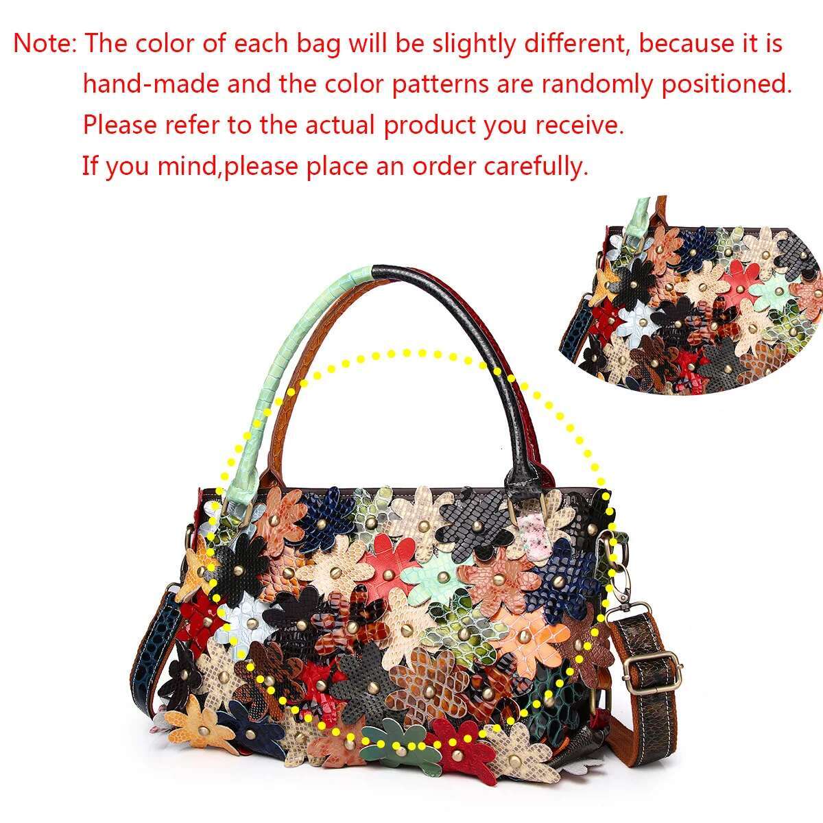 Genuine Leather Snakeskin Colorful Wers Contrast Rivet Fashion One-Shoulder Women's Handbag Tote Bag