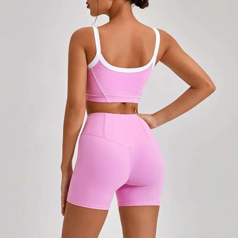 Summer 2Pcs Patchwork Sport Yoga Suit High Waist Flare Split Leggings Outfit Fiess Workout Set Sportwear Women Tracksuit