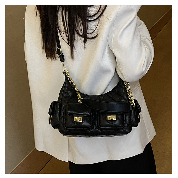 Chic Multi-Pocket Women's Handbag with Elegant Chain Straps - Latest Trendy Accessory