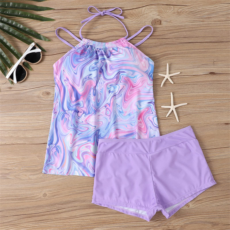 Tankini Swimsuit for Women Floral Two Piece Bathing Suit Swimwear Tank Top Swimwear with Boyshorts