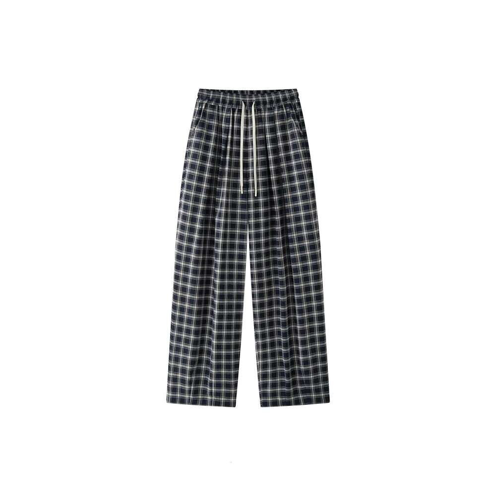 Spring Color Contrast Plaid Loose Slim Casual Pants For Women