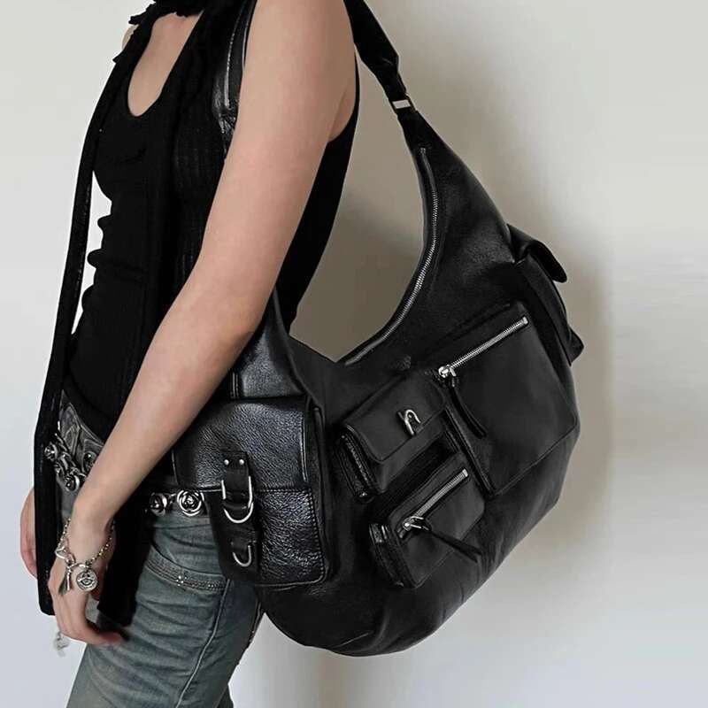 Moto & Biker Y2k Half Moon Bags For Women Designer Handbags Purses 2023 New In Zipper Multiple Pockets Underarm Shoulder