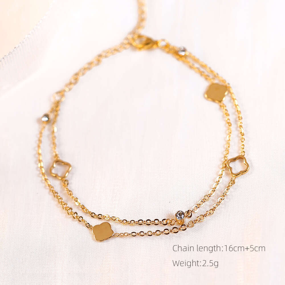Wholesale Trendy Gold Four Leaf Clover Bracelet - Ideal for Women's Fashion Jewelry Business