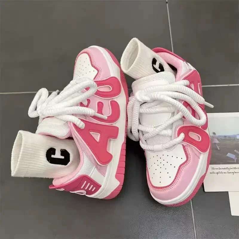 Sports Light Sneakers Lace Up Women's Athletic Shoes Daily Rou tine Walking Deals Trends 2024 Ladies Footwear Korean Y