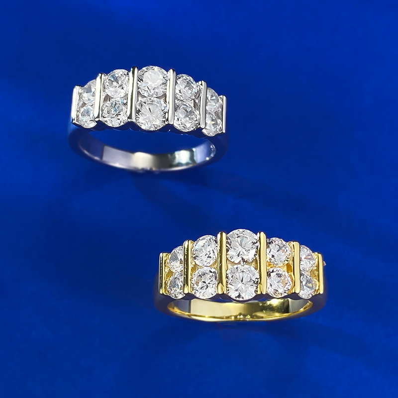 Choucong Brand Wedding Rings Luxury Jewelry Real 100% 925 Sterling Silver Round Cut White Double Moissanite Diamond Party Eternity Women Engagement Ba