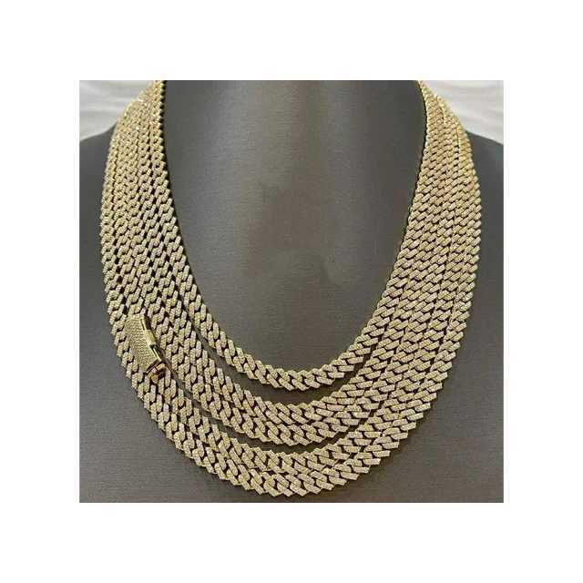 9mm Miami Cuban Link Chain Vvs Moissanite Diamond Stubbed 925 Sterling Silver White Gold Plated 18-24 Hip Hop Jewellery