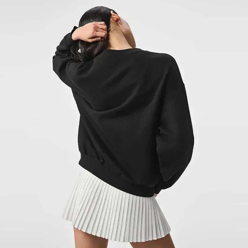 Muse Crew Neck Yoga Autumn Winter Neutral Printed Sportswear Fashion Casual Solid Color Long Sleeve Top Comfort Sweater