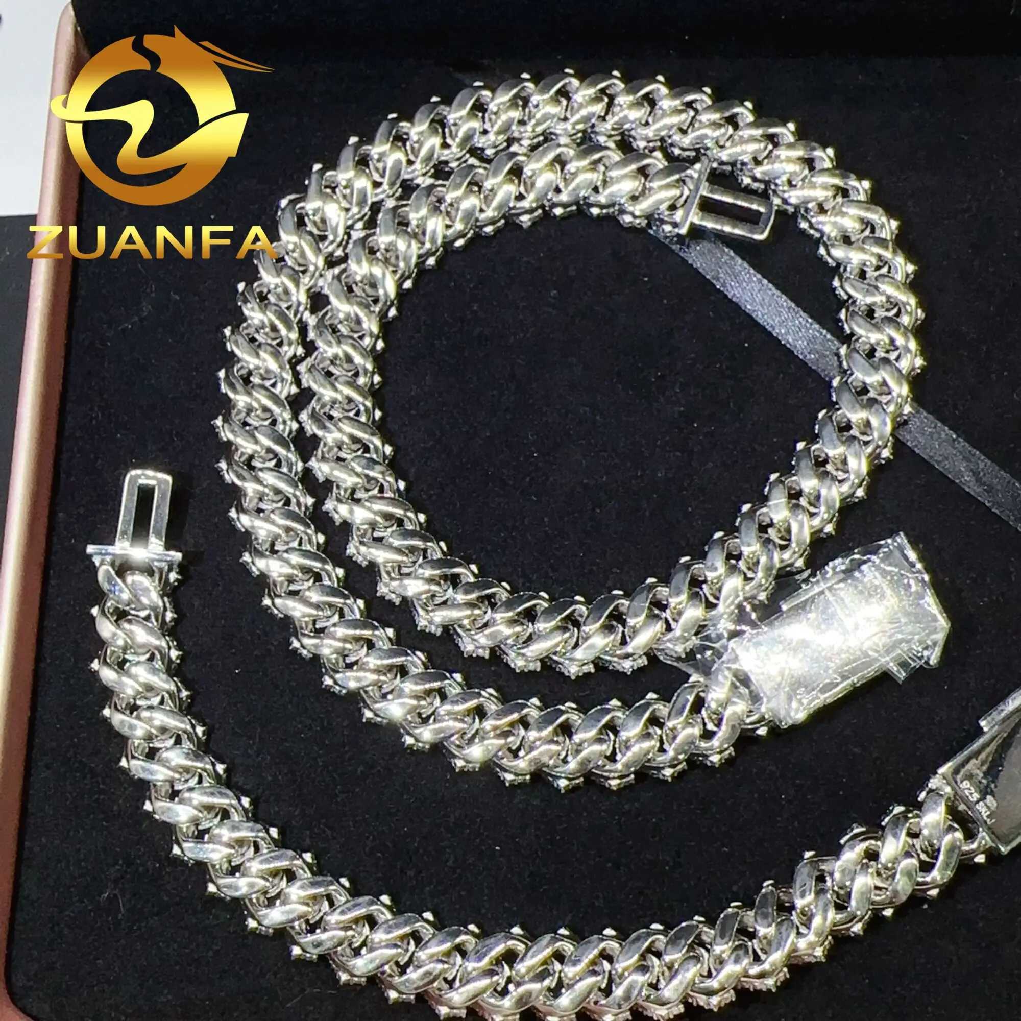 Wholesale price sterling silver hip hop jewelry cuban chain necklace bracelet iced out jewelry vvs moissanite diamond cuban lin
