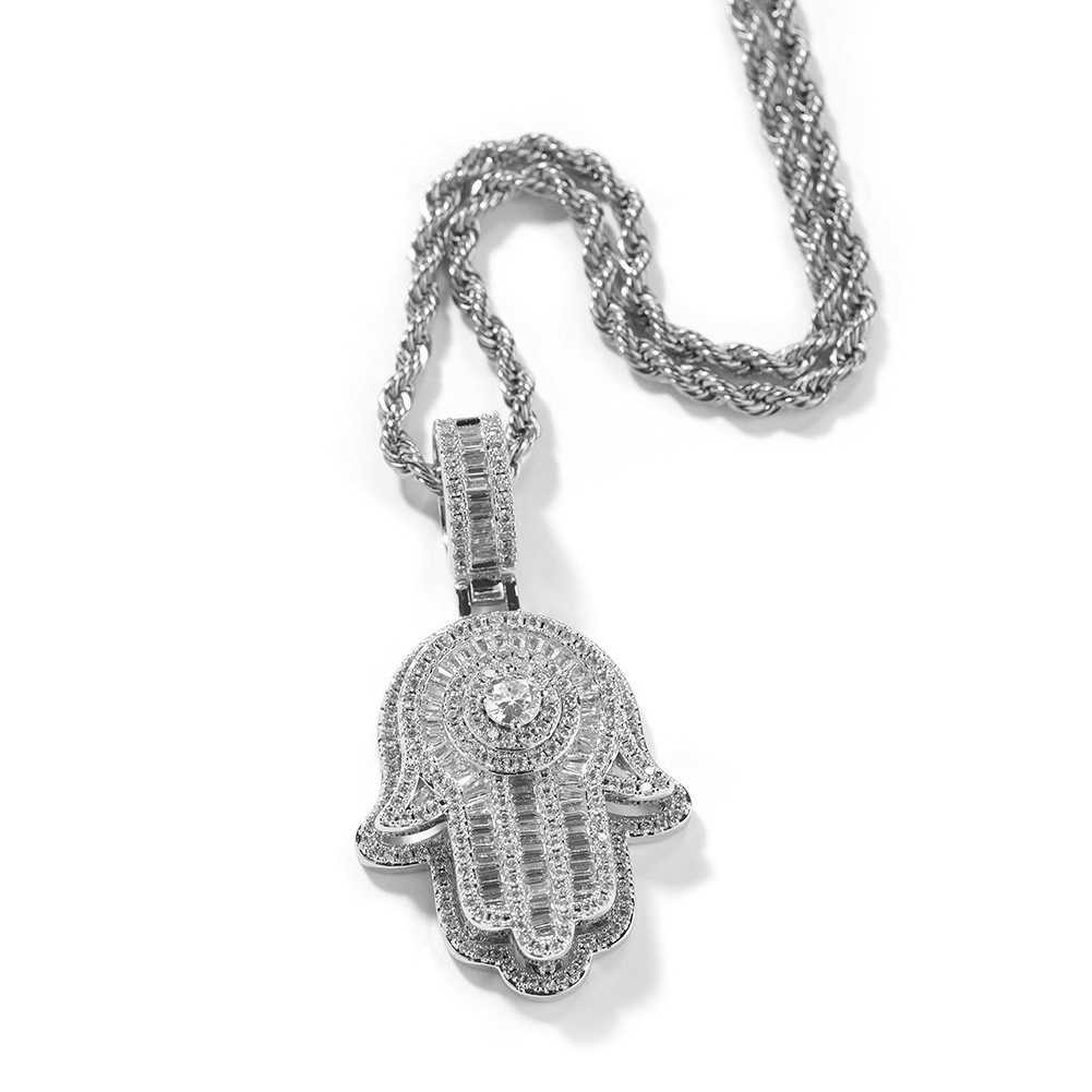 High Quality New European American Double Layer Hamsa Hand Gold Plated Jewelry Pendants Fatimas Hand Necklace