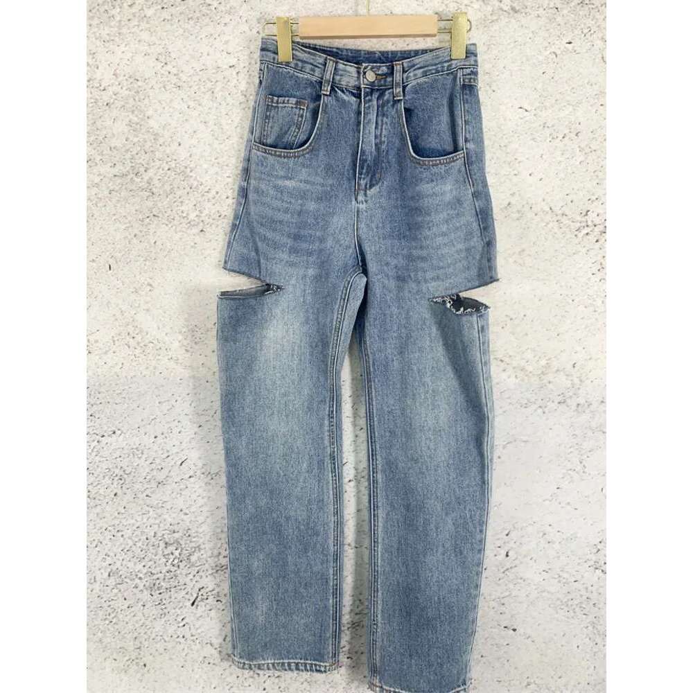 2025 Women Summer Autumn Winter Knife Cuts Holes Pants Wide Leg High Waist Jeans Street Trendsetters