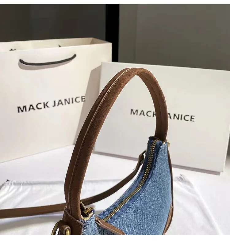 High Quality Denim Square Women's Handbag Textured Leather Lady Purse Shoulder Messsenger Female Casual Underarm Bag