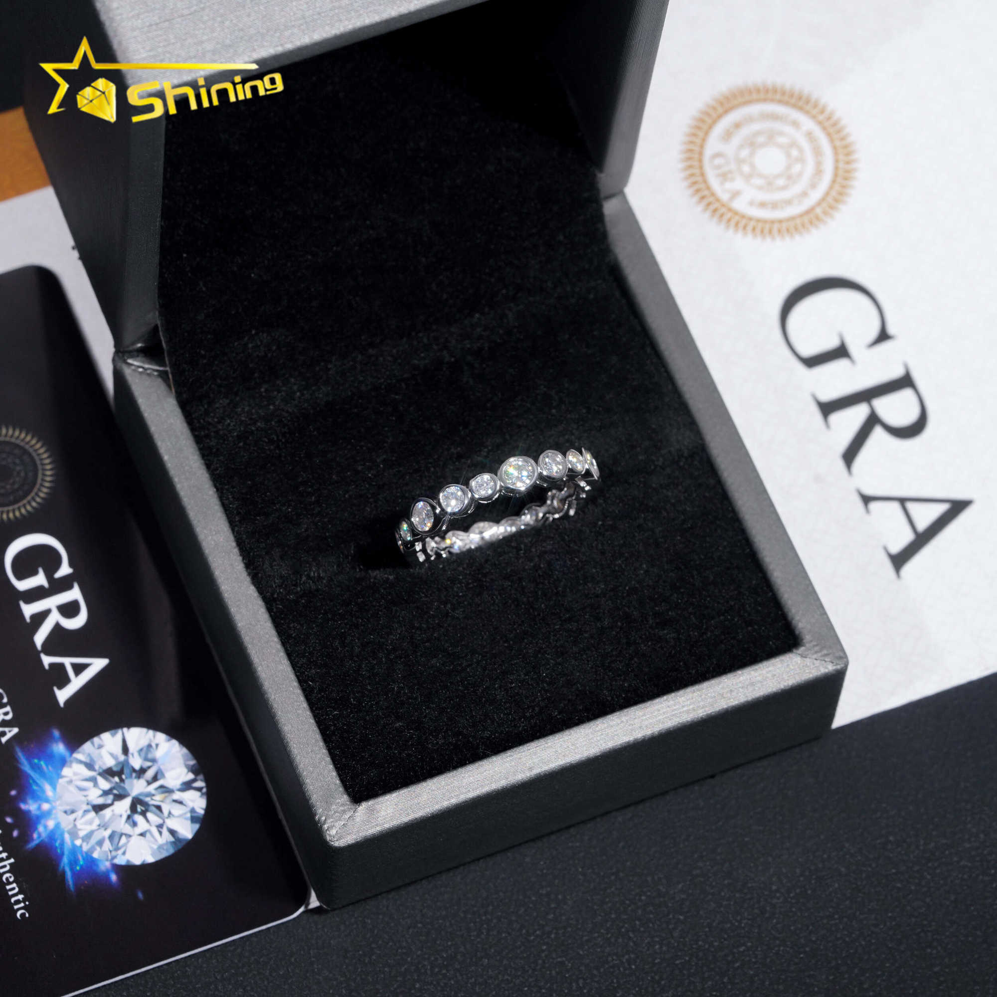 Hot Selling Band Ring S925 Sterling Silver Iced Out Eternity Ring Luxury Inlay Moissanite Diamond Classic Design
