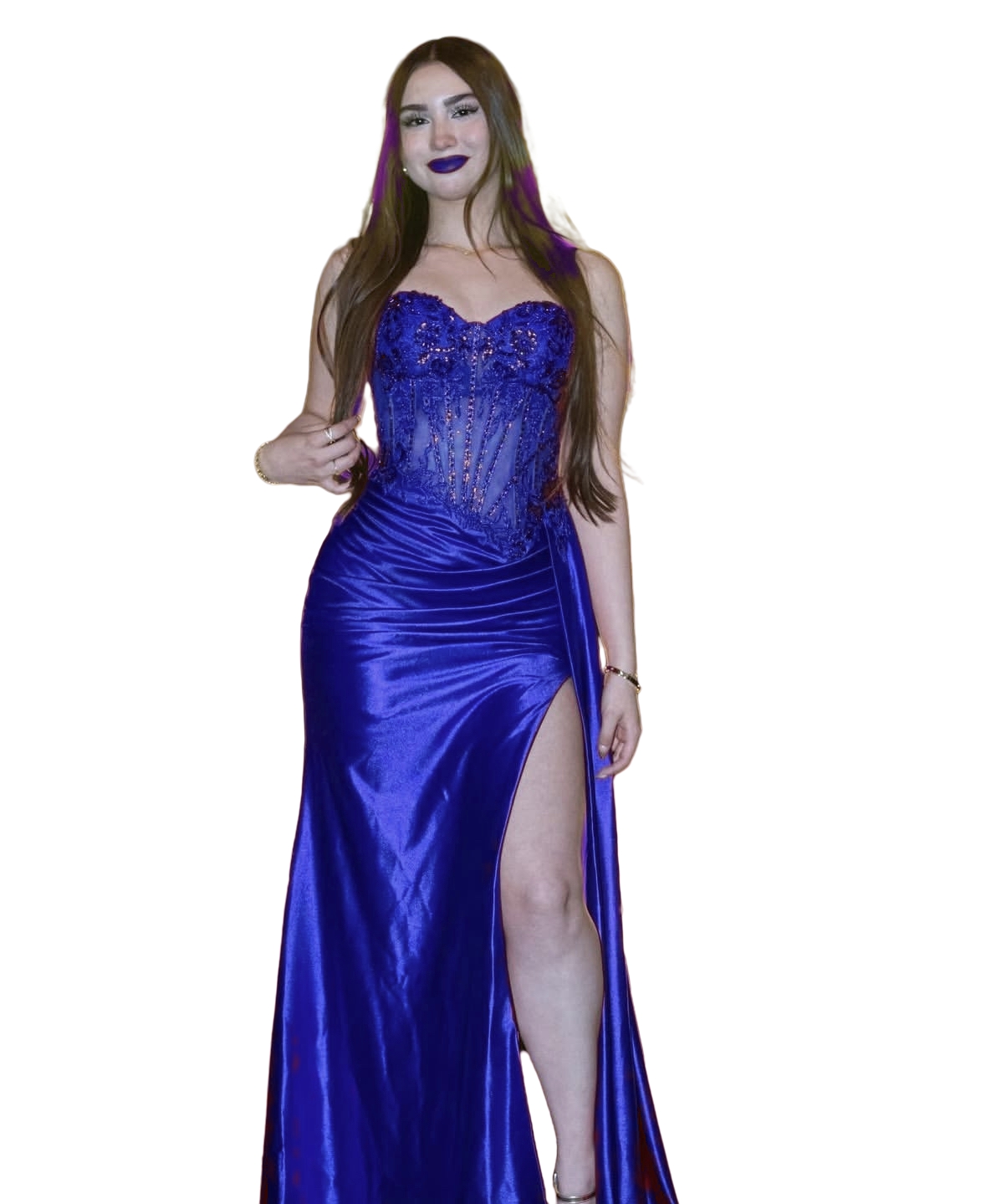 Strapless Long Red Prom Dresses Side High Slit Sexy Evening Gowns Lace Appliques Beaded Elastic Satin Birthday Party Special Occasion Dress 2025