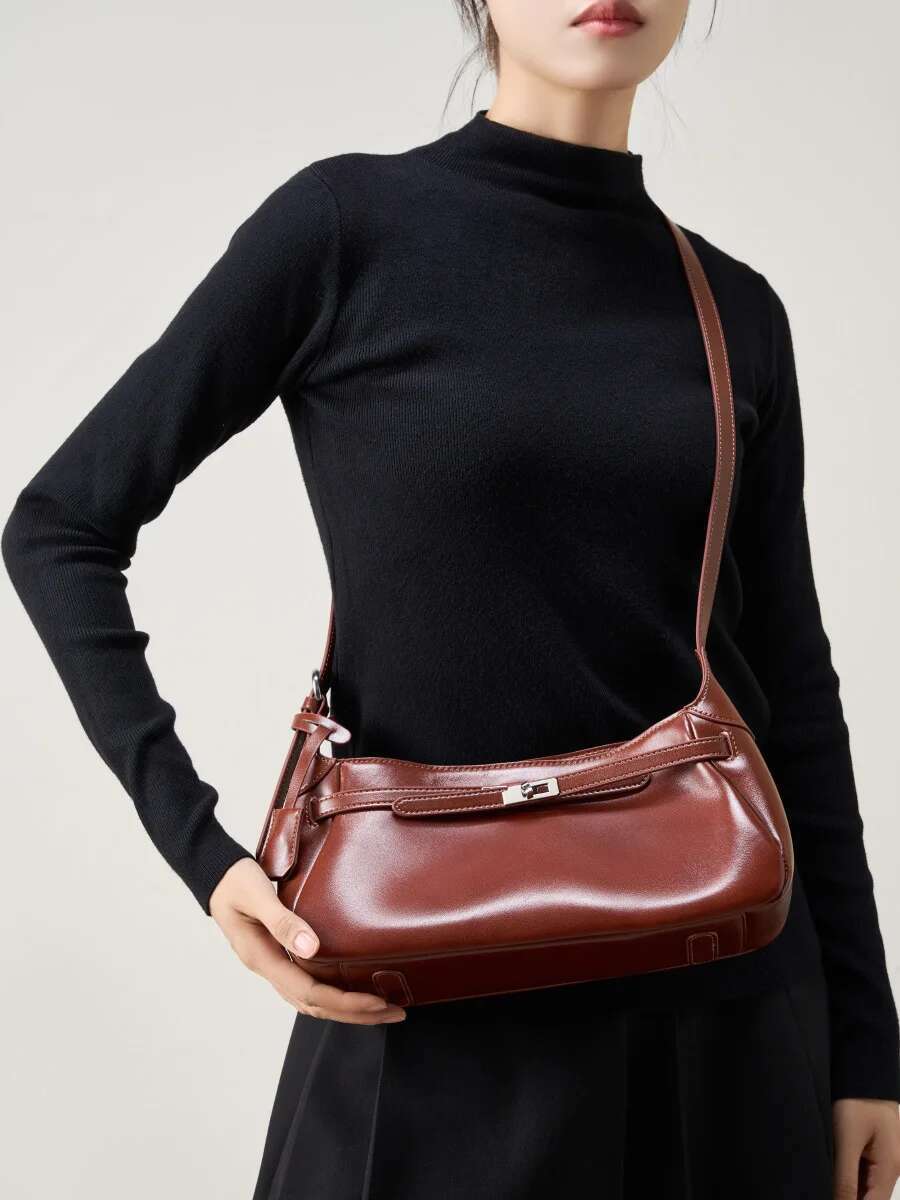 100% Genuine Leaher Women Baguette Bag Cowhide Underarm Shoulder Crossbody Fashion French Women's Bag Gift Genuine Leather Cartoon BagVoyage