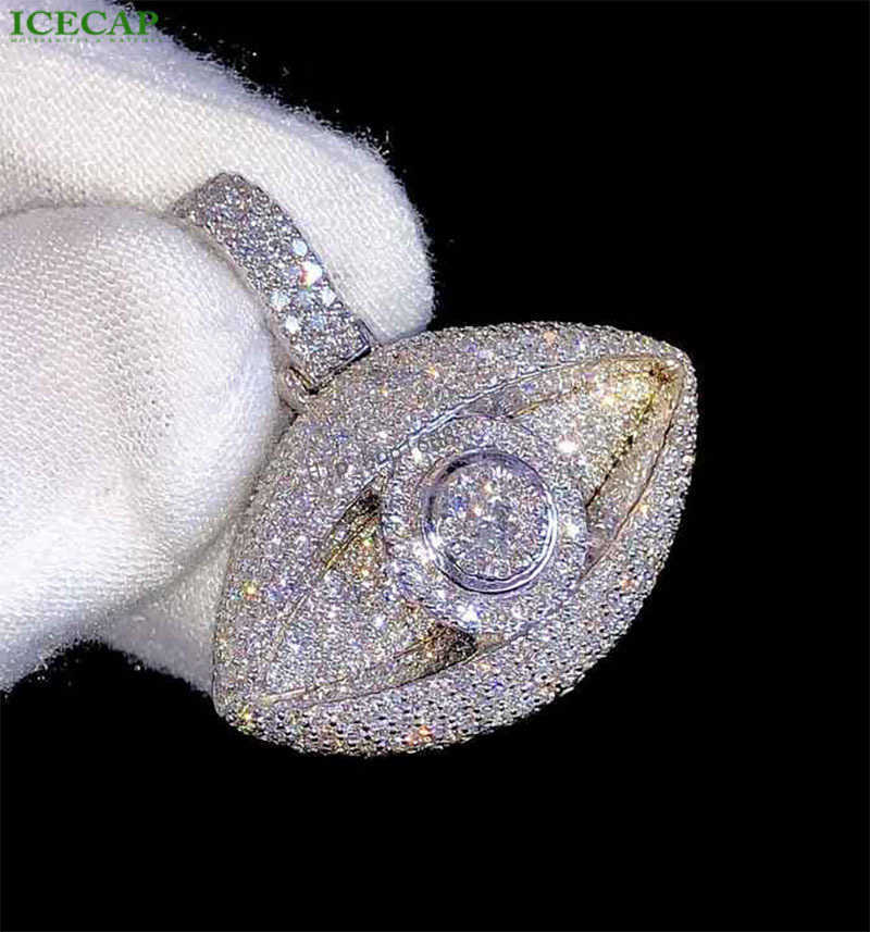 Icecap Fashion Jewelry Eye Moissanite Pendant VVS Diamond Pendant 925 Sterling Silver Hip Hop Pendant Custom Moissanite Necklace