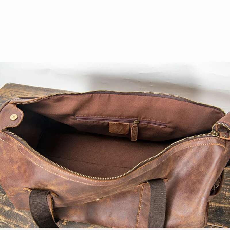 Nesitu Highend Large Vintage Black Coffee Genuine Leather Business Men Travel Bags Shoulder Messenger Gym Duffle Bag M1618