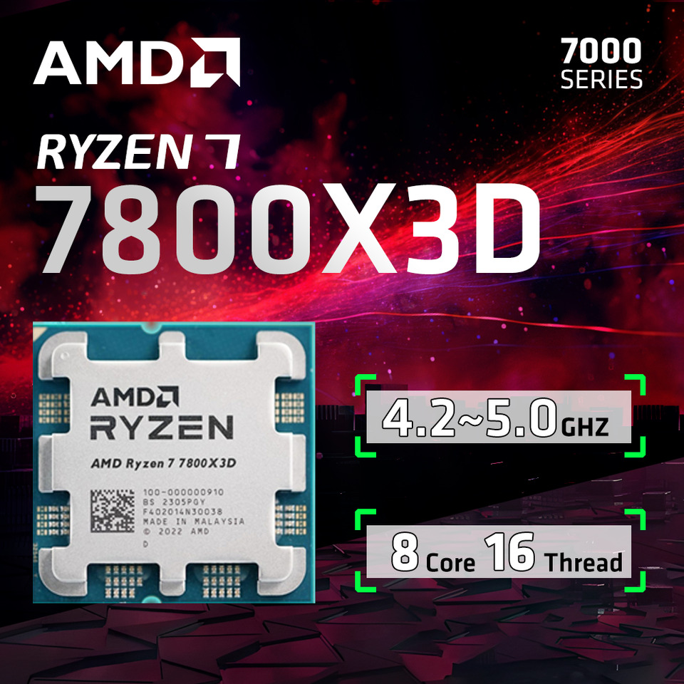 NEW AMD Ryzen 7 7800X3D R7 7800X3D 5.0 GHz 8-Core 16-Thread 5NM 96M Desktop Processor Socket AM5 CPU Gaming Processo but no fan
