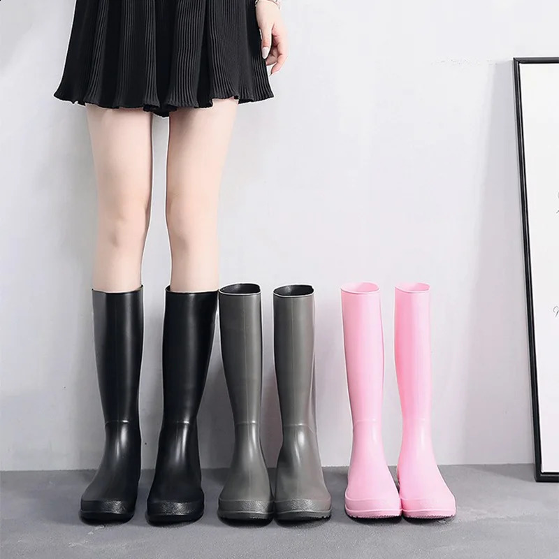 Soft Foldable High Drum Rain Boots Made of Polymer Material Womens Fashion Rain Boots Women Antis Wear-resistant Water Boots 250213