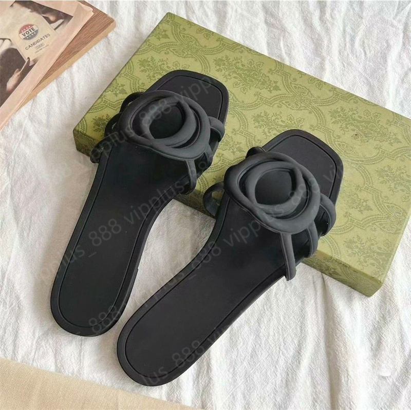 Designer Sandals Women Interlocking Slides Rubber Slippers Ladies Flat Beach Jelly Orange Summer Fall Mules Outdoor Waterproof Sizes 35-45