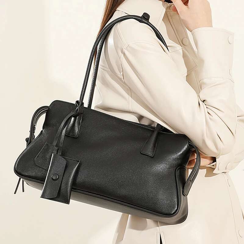 Burminsa Cowhide Genuine Leather Underarm Shoulder Bags For Women Designer Top Handle Bowg Tote Ladies Handbags Genuine Leather Cartoon BagVoyage